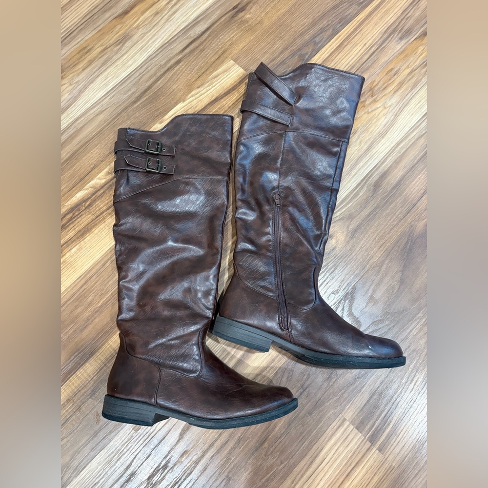 Bamboo Brown Leather Boots
